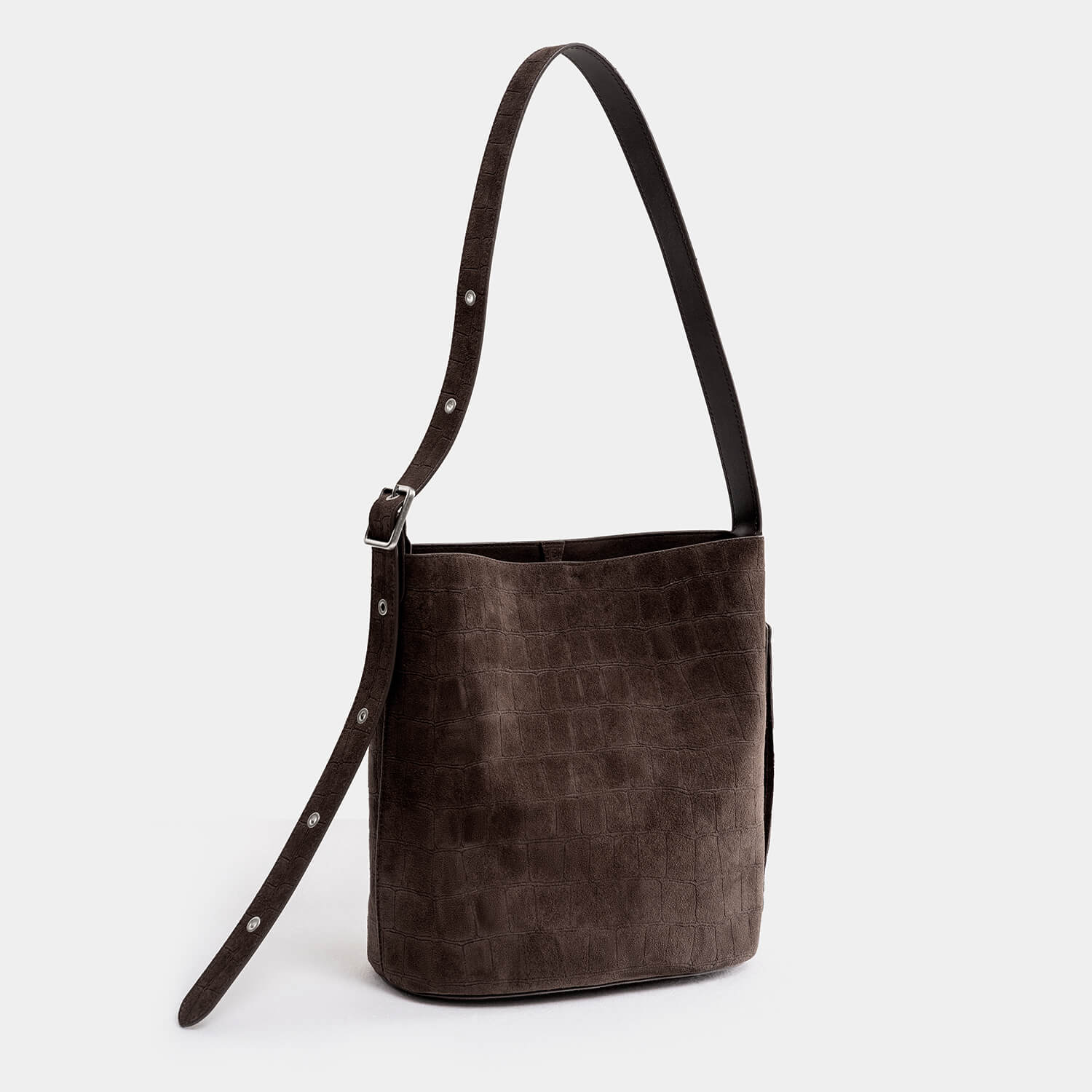 Journion Brown Bucket Crossbody Bag With Zippered Pocket