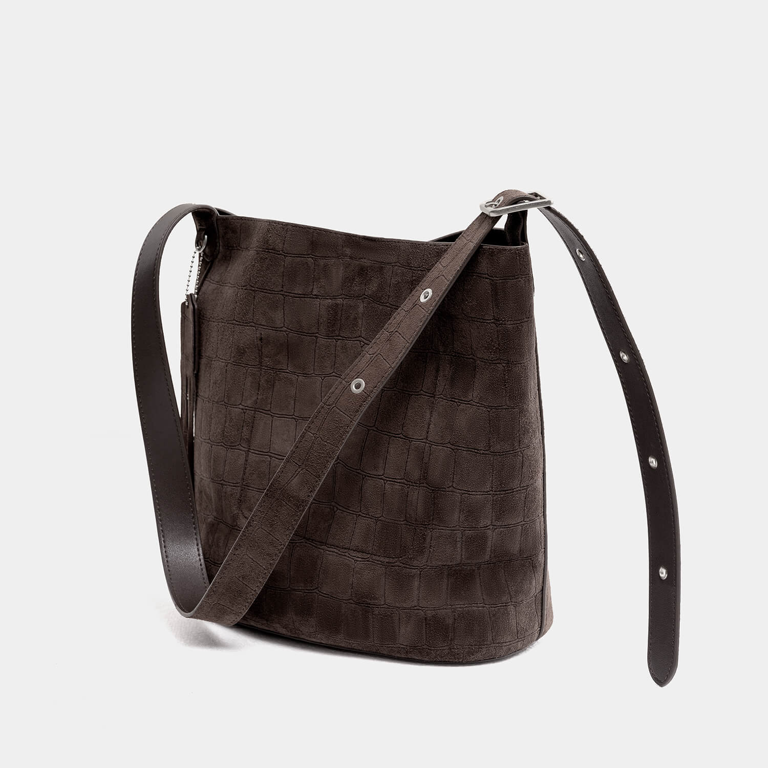 Journion Brown Bucket Crossbody Bag With Zippered Pocket